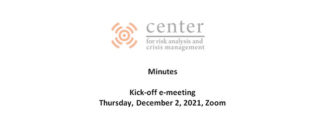 Kick-off e-meeting Thursday, December 2, 2021, Zoom